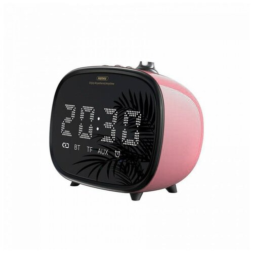 фото Беспроводная колонка remax rb-m52 + часы + будильник розовый
