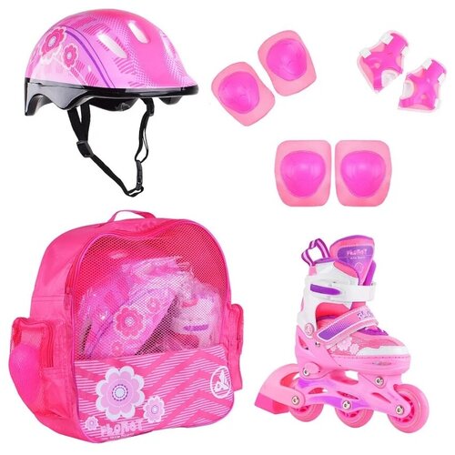 фото Alpha caprice набор роликов floret коньки, защита, шлем white- pink- violet xs (27-30)