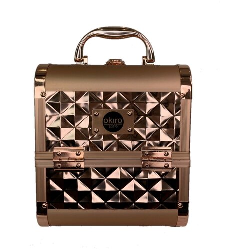 фото Бьюти кейс для косметики okiro muc 064 (золотой бриллиант) чемоданчик для косметики / органайзер для бижутерии/ бьюти бокс для мастера