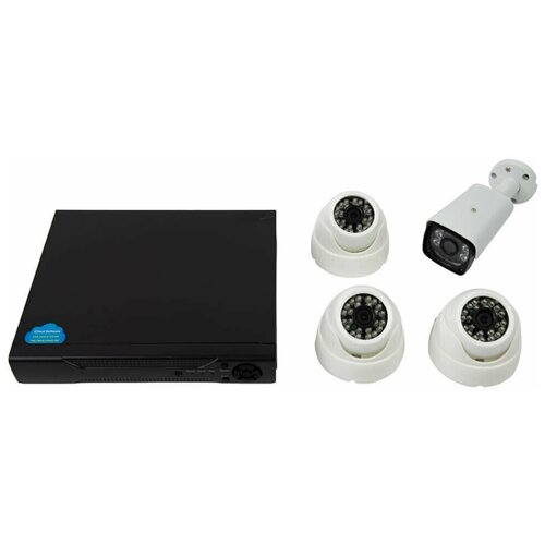 фото Комплект видеонаблюдения ahd (регистратор, 3 внутренние камеры, 1 внешняя камера (белые), блок питания 2а maxmoll