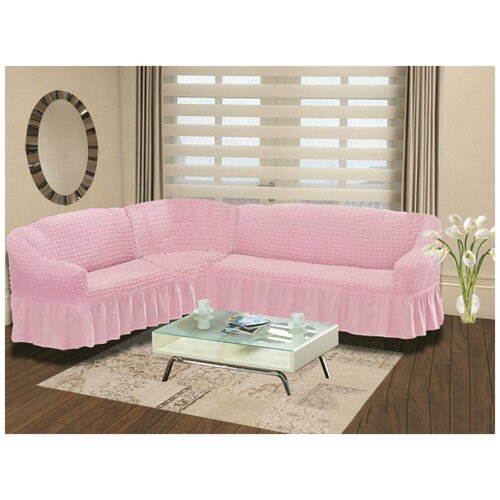фото Bulsan чехол на диван угловой цвет: светло-розовый