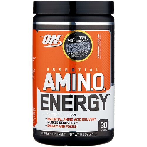 фото Bcaa optimum nutrition essential amino energy, апельсин, 270 гр.