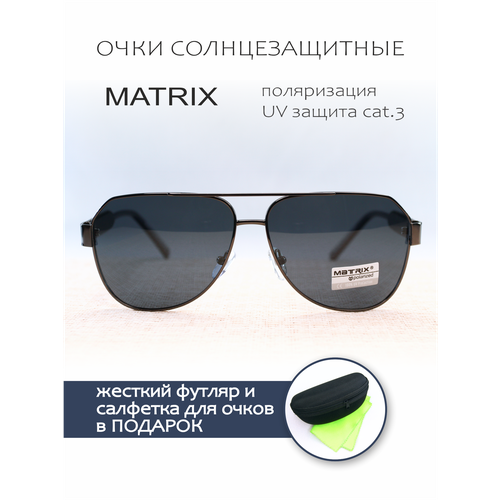 фото Очки солнцезащитные matrix (мт8717 c2-182), авиаторы, линзы сине-черный, оправа черный +мягкий чехол+футляр и салфетка для линз в подарок