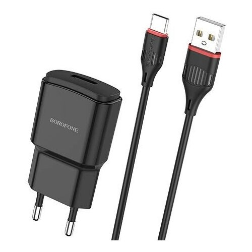 фото Сетевое зарядное устройство с кабелем usb type-c borofone ba48a orion - черное