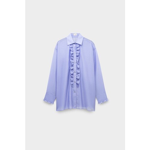 фото Рубашка alpe cashmere, свободный силуэт, длинный рукав, размер 38, голубой