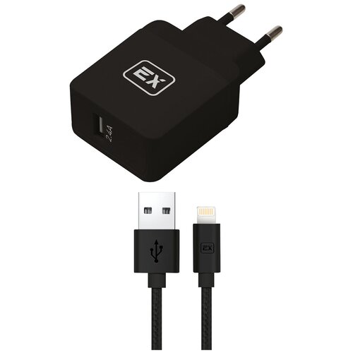 фото Зарядное устройство для телефона 1usb 2.4a+кабель usb-ip qc3.0 1m exployd