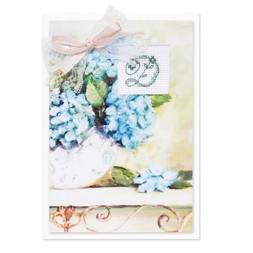 фото Набор для вышивания «открытка. голубая гортензия», 10x14 см, luca-s