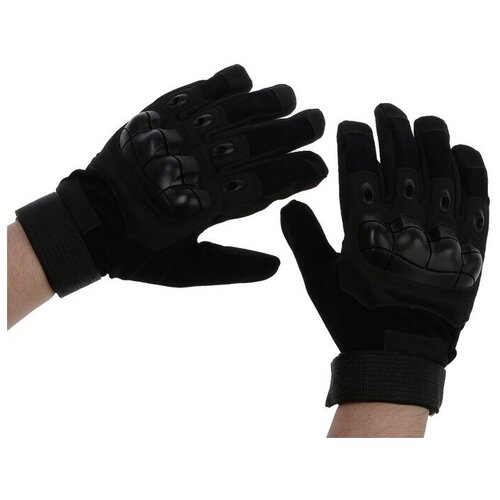 фото --- перчатки мотоциклетные с защитными вставками, размер м, черный