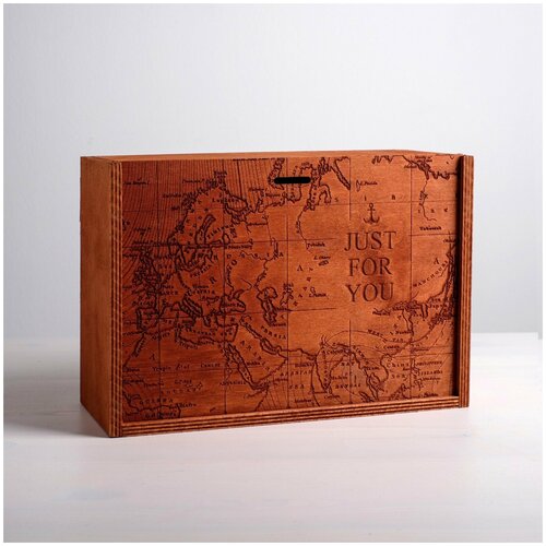 фото Ящик подарочный деревянный "карта", 20 x 30 x 12 см дарите счастье