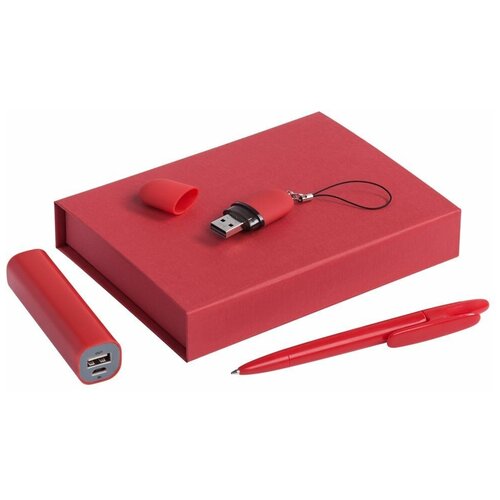 фото Набор bond: аккумулятор, флешка и ручка, красный главпос