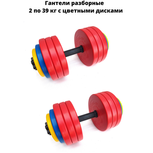 фото Гантели разборные brutal sport 2 шт. по 39 кг с цветными дисками