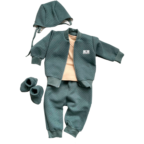 фото Костюмы для малышей и новорожденных супер пупс, набор 2 предмета (кофточка и штанишки), 74 размер, хаки супер-пупс