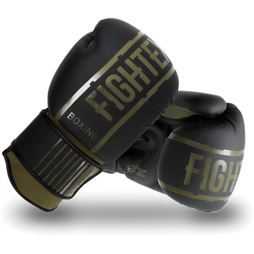фото Перчатки для бокса fight expert boxing матовые пвх, 10 унций, черный/хаки