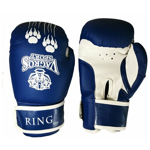 фото Перчатки боксерские vagrossport vagrosport ring rs812, 12 унций, синий