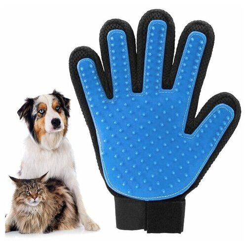фото Пуходерка, рукавичка goodly true touch для расчесывания шерсти кошек и собак, груминг перчатка для вычесывания шерсти, на правую руку