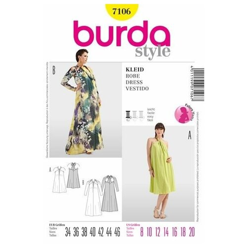 фото Выкройка burda 7106-платье для будущей мамы