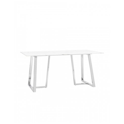 фото Стол обеденный stool group даллас 160*90 белый, стеклянная столешница с рисунком под мрамор
