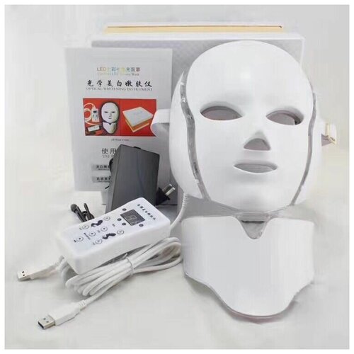 фото Светодиодная led маска с функцией микротоков и накладкой для шеи beauty star