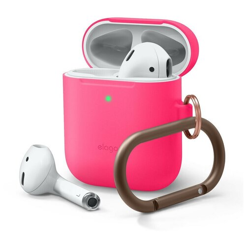 фото Чехол с карабином elago skinny hang case для airpods/airpods 2 wireless, цвет неоновый розовый (eapsk-hang-npk)