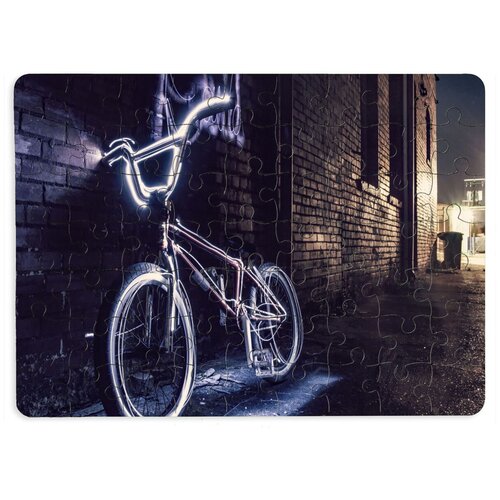 фото Пазлы coolpodarok велосипед неон у стены 13х18см 63 эл. магнитный