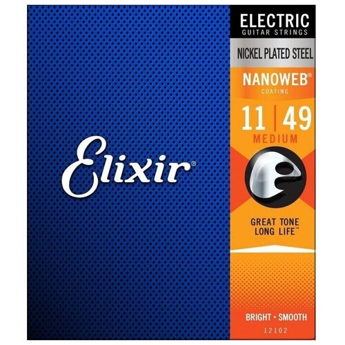 фото Elixir 12102 anti- rust nanoweb medium струны для электрогитары