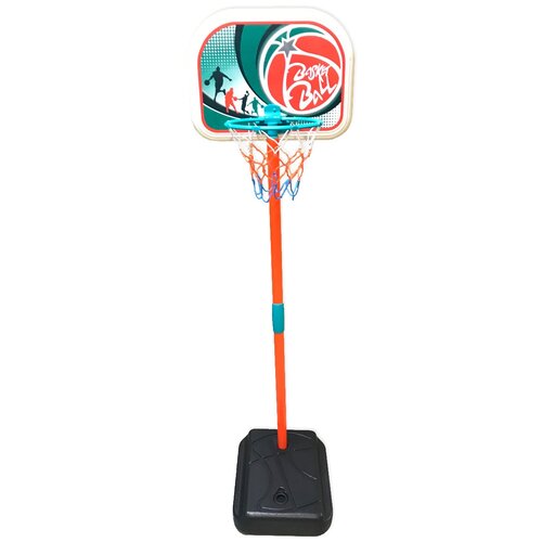 фото Баскетбольная стойка на подставке с кольцом, щитом, мячом, насосом. сборная стойка - набор для игры в баскетбол с корзиной, мячом, насосом. toygalaxy