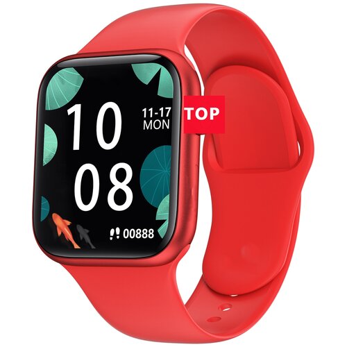 фото Умные часы smart watch hw33 plus красный / смарт-часы hw33 plus с полноразмерным экраном и активным колесиком, 44мм