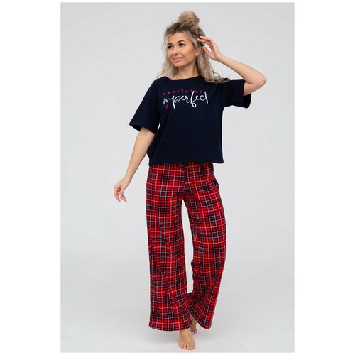 фото Пижама dianida, футболка, брюки, короткий рукав, трикотажная, размер 44, красный