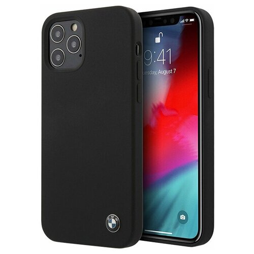 фото Силиконовый чехол-накладка для iphone 12/12 pro bmw signature liquid silicone hard, черный (bmhcp12msilbk)