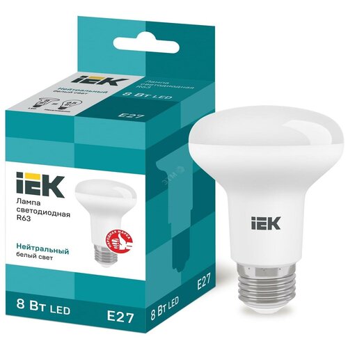 фото Лампа светодиодная led рефлекторная 8вт e27 r63 белый eco iek