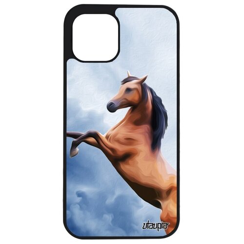 фото Противоударный чехол на // apple iphone 12 // "лошадь" стиль мустанг, utaupia, голубой