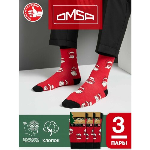 фото Носки omsa, 3 пары, размер 45-47 (29-31), красный