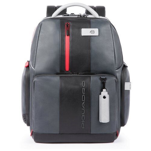 фото Рюкзак планшет piquadro urban, натуральная кожа, отделение для ноутбука, антивор, вмещает а4, внутренний карман, регулируемый ремень, серый, черный