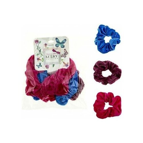 фото Резинки lukky fashion, 3 штуки, цвет: голубой, лиловый, фуксия