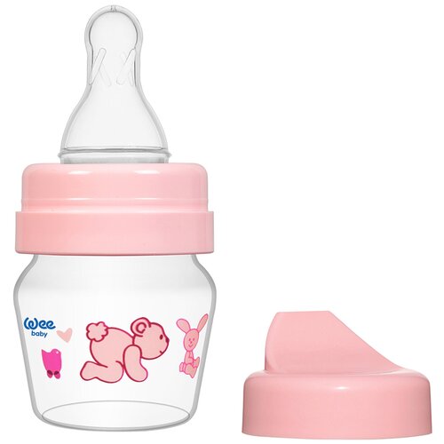 фото Weebaby мини- набор бутылочка + поильник, 30 мл с рожд розовый wee baby