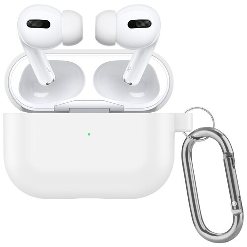 фото Чехол силиконовый для airpods pro (1), белый, с карабином китай