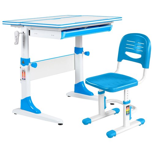 фото Комплект anatomica smart-10: детская парта и стул белый/голубой