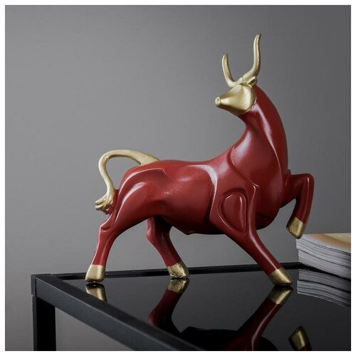 фото Фигура "бык рога вверх" 24 х 22 см, красный/золото хорошие сувениры