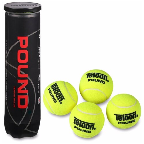 фото Мяч для большого тенниса teloon (4 шт в тубе) профессиональный мяч для большого тенниса teloon (4 шт в тубе) тренировочный pount-tour 828т р4 желтый