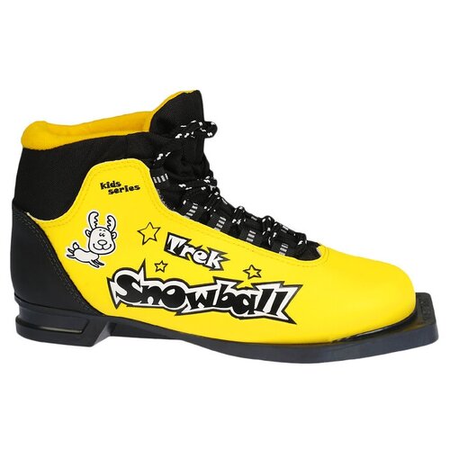 фото Ботинки лыжные trek snowball nn75 ик, цвет жёлтый, лого чёрный, размер 32 mikimarket
