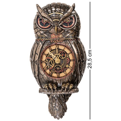 фото Статуэтка-часы в стиле стимпанк сова veronese размер: 15*28,5*5,5 см