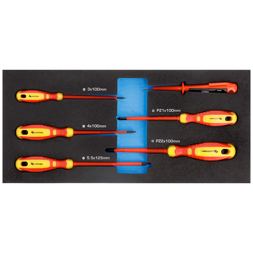 фото Hoegert набор диэлектрических отверток 1000v и индикатор напряжения 6 шт., ложемент eva hogert