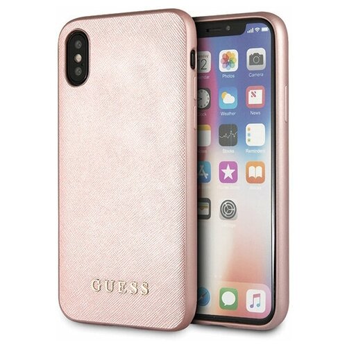 фото Силиконовый чехол-накладка для iphone xs max guess silicone saffiano hard, розовый (guhci65slsapi)