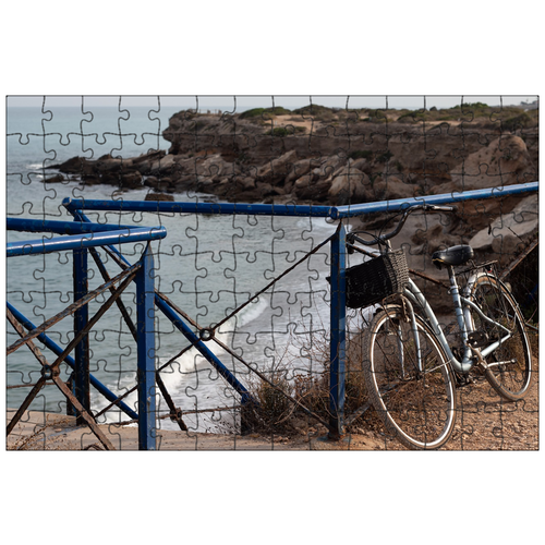фото Магнитный пазл 27x18см."пляж, велосипед, езда на велосипеде" на холодильник lotsprints