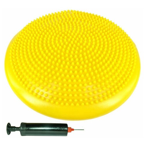 фото Диск массажный балансировочный rekoy, жёлтый, с насосом, диаметр 33 см