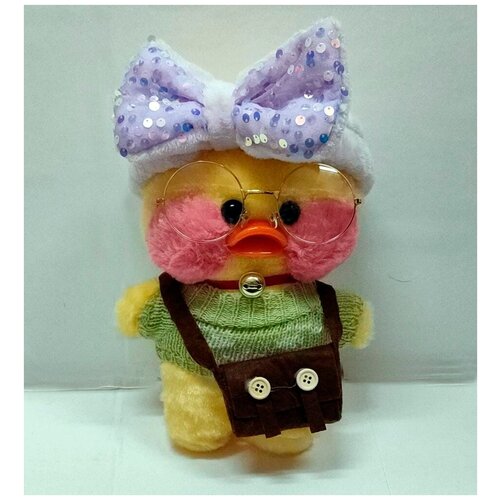 фото Мягкая игрушка утка лалафанфан (lalafanfan duck). плюшевая мягкая игрушка утка lalafanfan жёлтая с повязкой и очками, 30 см китай