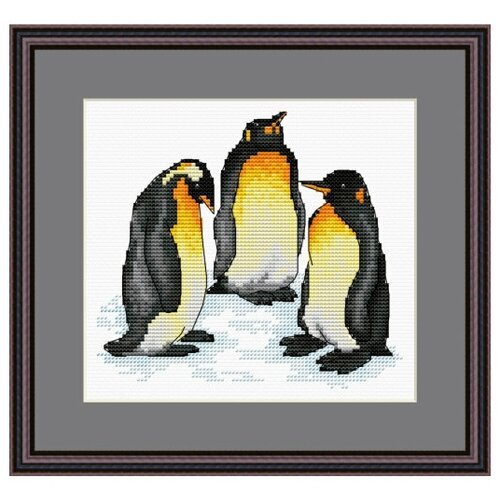 фото Набор для вышивания чудо-холст "пингвины" 15х14 см