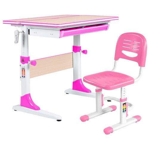 фото Комплект anatomica smart-10: детская парта и стул клен/розовый