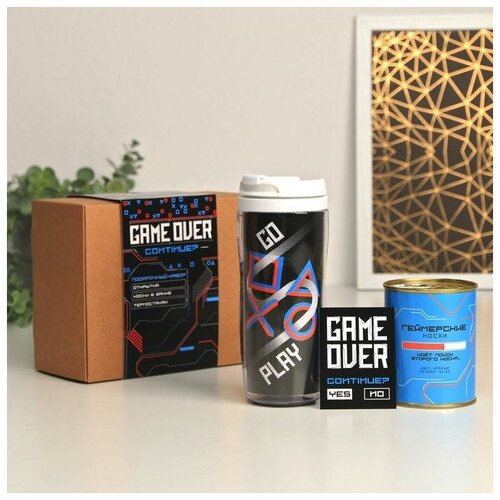 Подарочный набор «GAME»: термостакан, открытка, носки 39-42 набор grain термостакан и кофе белый