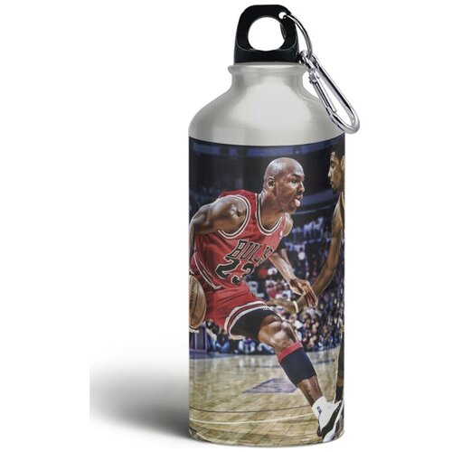 фото Бутылка спортивная,туристическая фляга, 500мл с карабином спорт баскетбол майкл джордан - 224 brutbottle